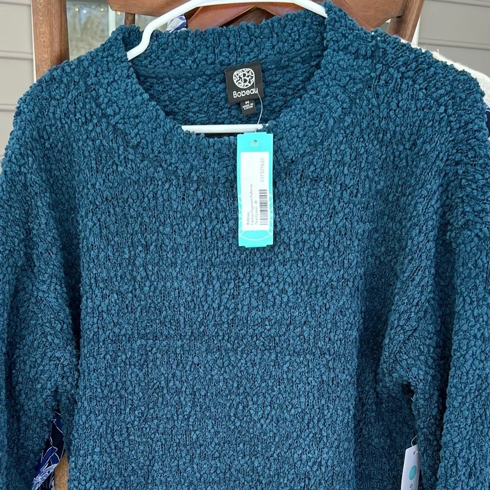 Bobeau Fannie Popcorn Sweater Teal Green Stitch Fix Size Medium